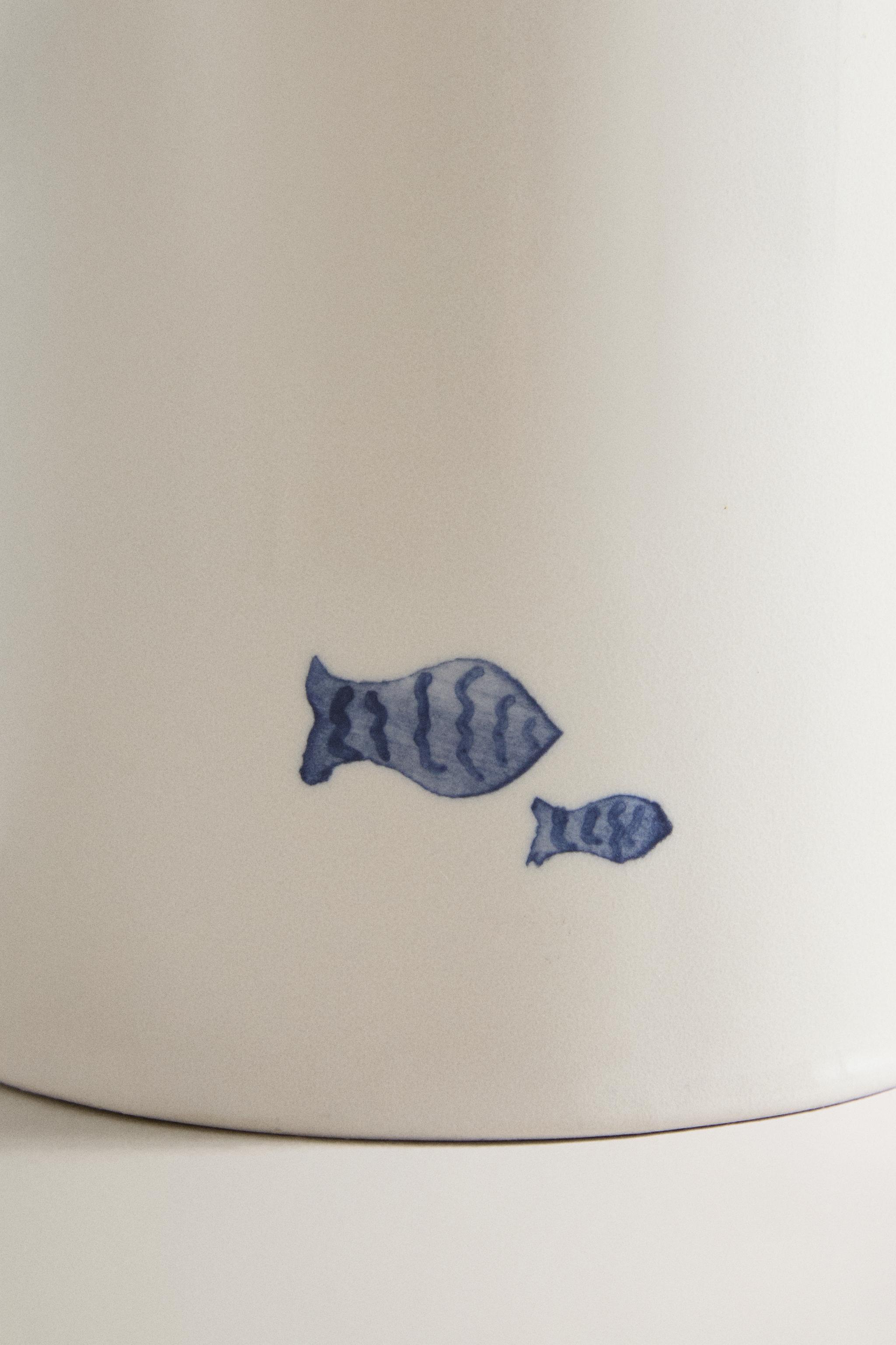 VERRE PORTE-BROSSES CÉRAMIQUE POISSON